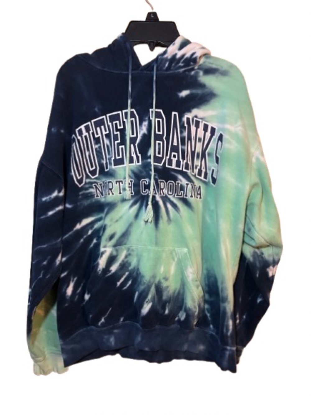 Outer Banks North Carolina Tie-Dye Hoodie - Blue & Green Large